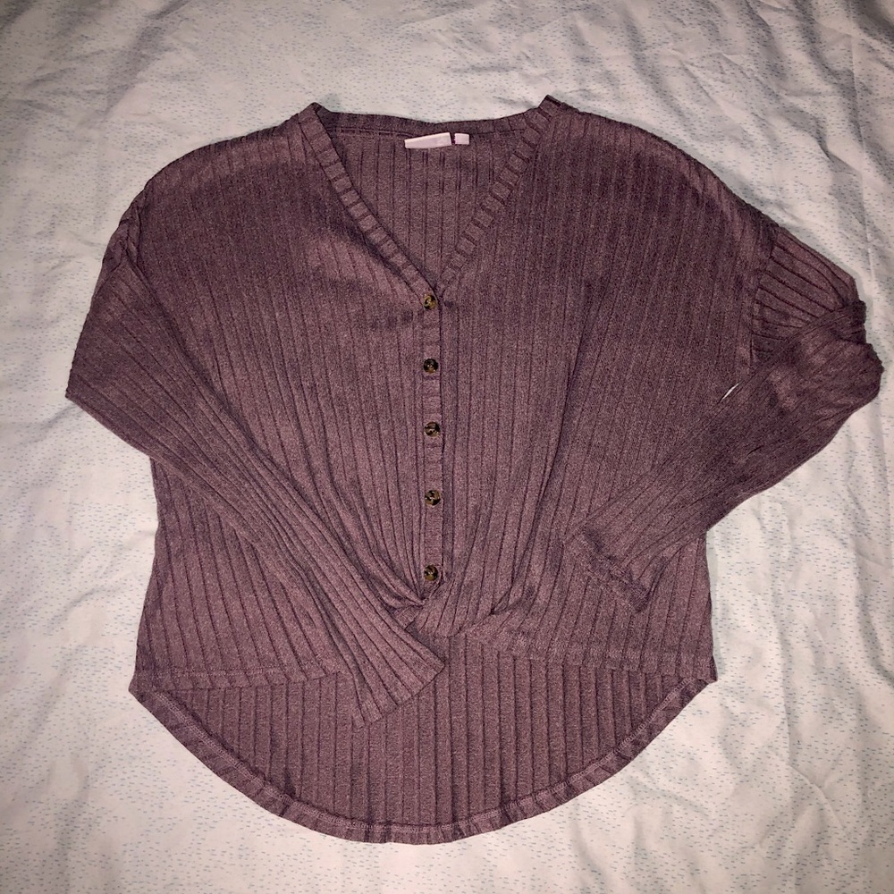 Soft Purple Front Knot Sweater